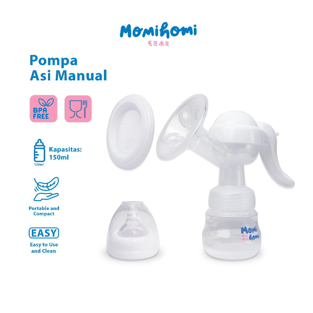 Momi Homi Pompa ASI Manual 3007 Manual Milk Breast Pump BPA FREE  Dilengkapi Dengan Breast Shield Dengan Lapisan Silicone Perlengkapan Ibu Dan Bayi Perlengkapan Menyusui Portable Dapat Dibawa Kemanapun Aman Tidak Beracun Kapasitas 150ML Pegangan Ergonomis