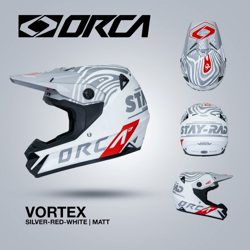 KSR ONEONENINE - HELM ORCA VORTEX SERIES - SILVER RED WHITE MATTE