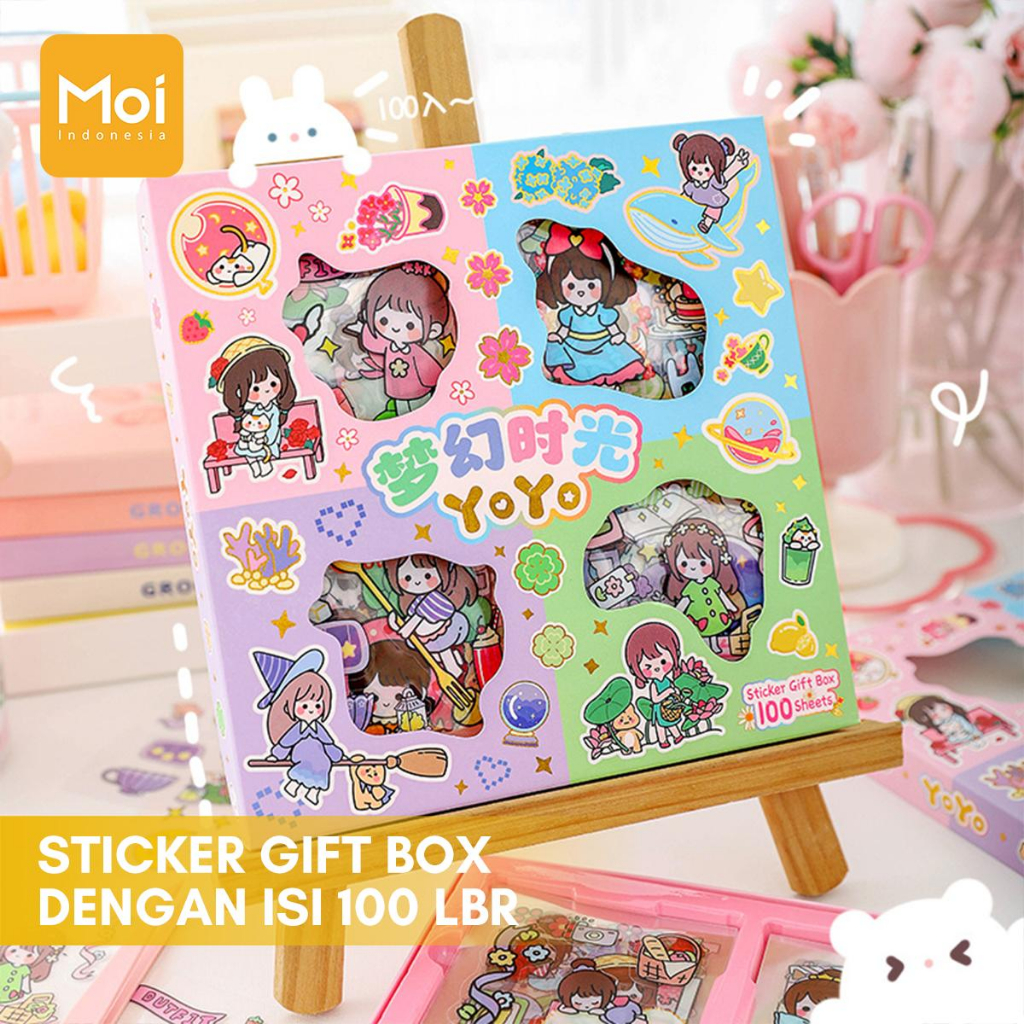 Moi Momo Stiker Model Terbaru PVC Waterproof Motif Kartun