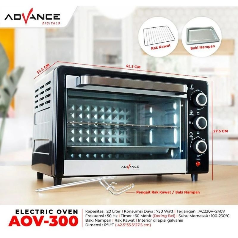 Advance AOV300 Oven Listrik Low Watt 20 Liter