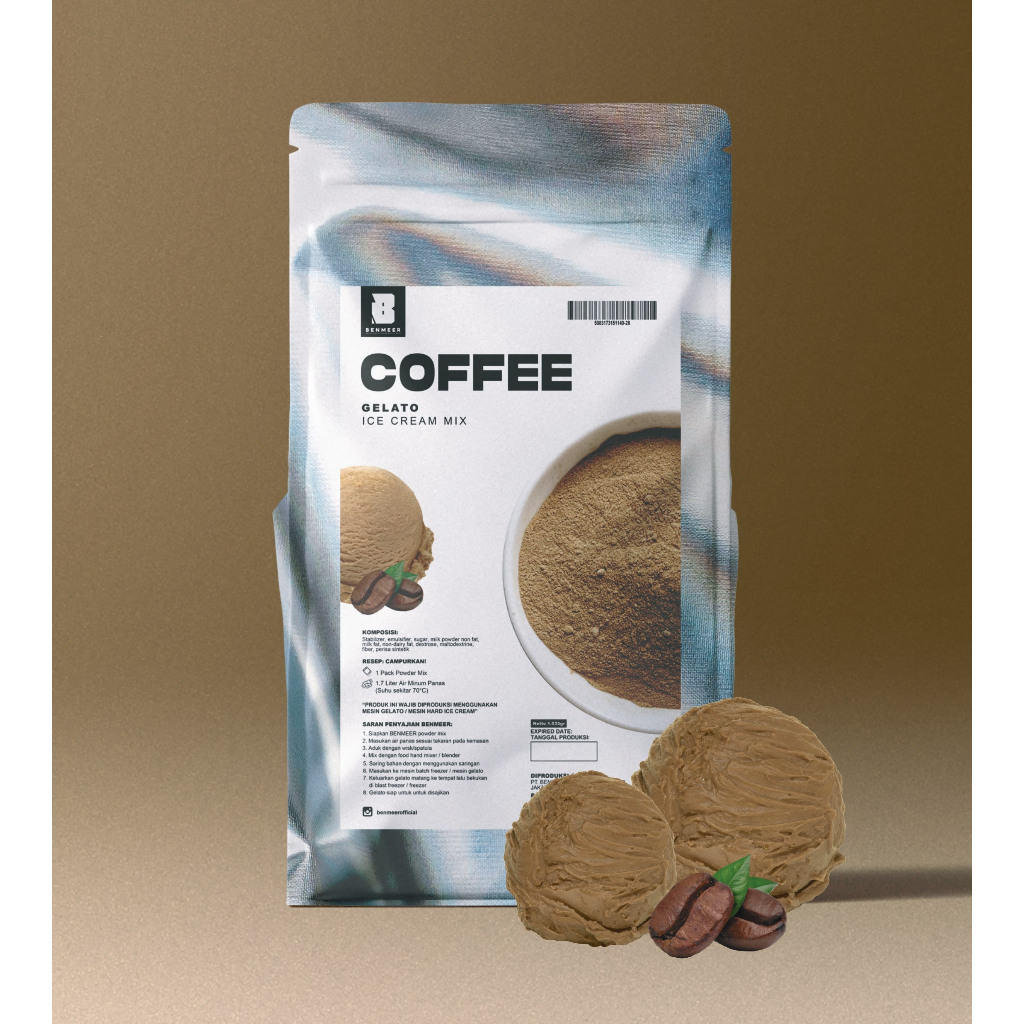 

BENMEER Coffee Bubuk Powder Gelato dan Hard Ice Cream Italian (Ice Cream Mix Instant)