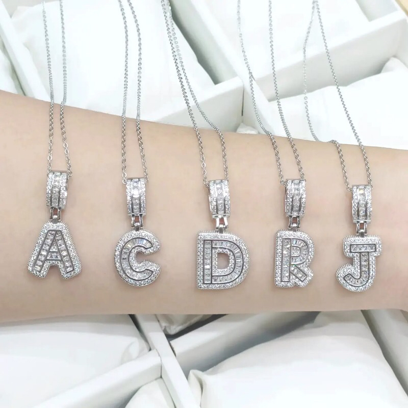 KALUNG HURUF ABJAD TITANIUM ASLI SILVER / KALUNG HURUF REPLIKA DIAMOND