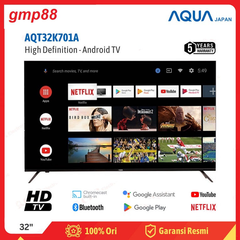 TV AQUA 32 Inch LED AQT32K701A (Android-Smart TV)