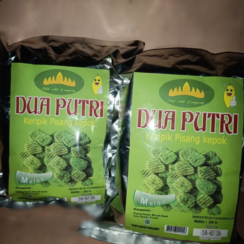 

Keripik Pisang Kepok DUA PUTRI 200gr | Rasa Melon | OLEH OLEH LAMPUNG