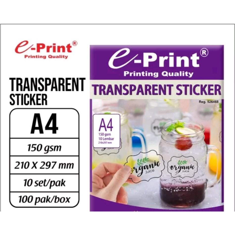 

Kertas Foto e-Print Transparent Stiker A4 150gr