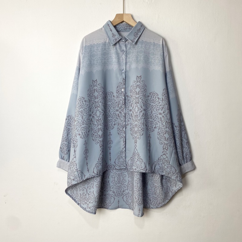 Sabrina Blouse Lionel Richie Motif Batik | Kemeja Wanita Jumbo