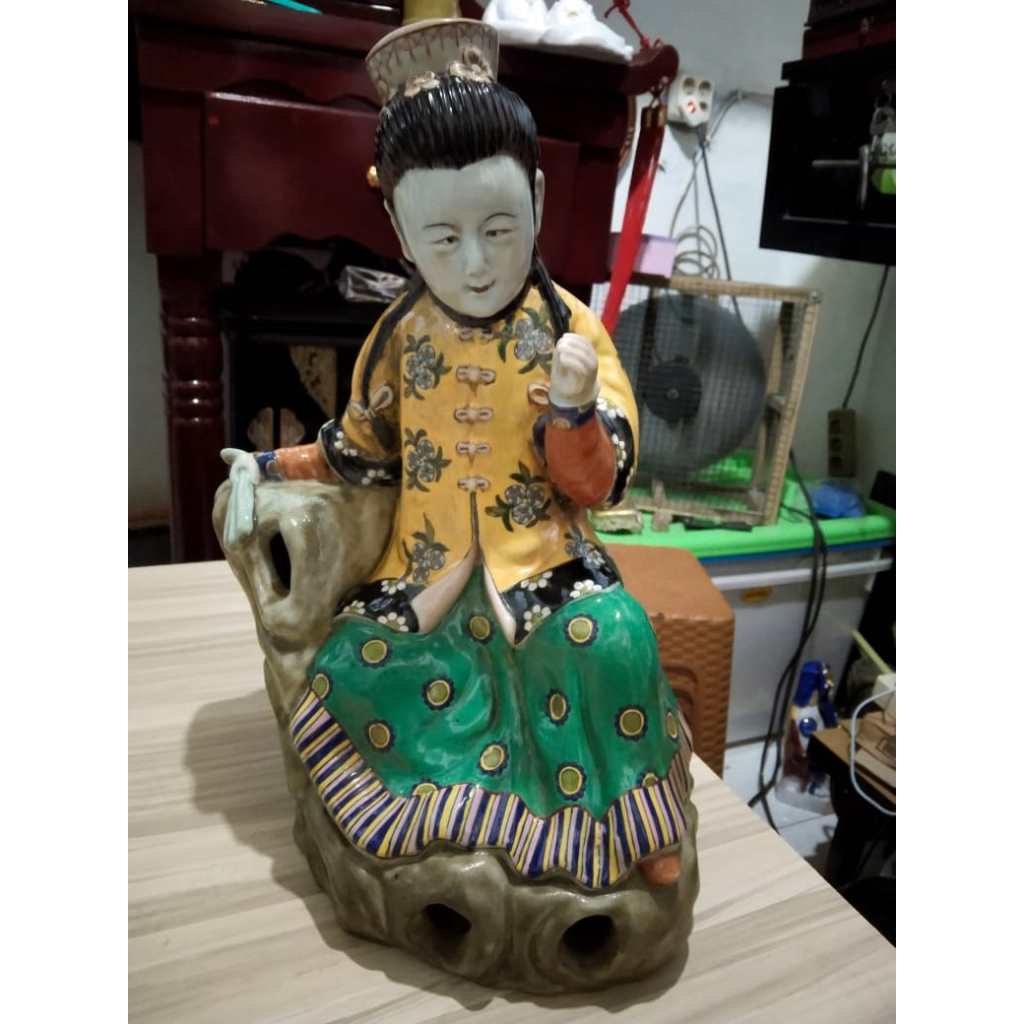 Patung Keramik Kaisar Cina Kuno Jadul Antik