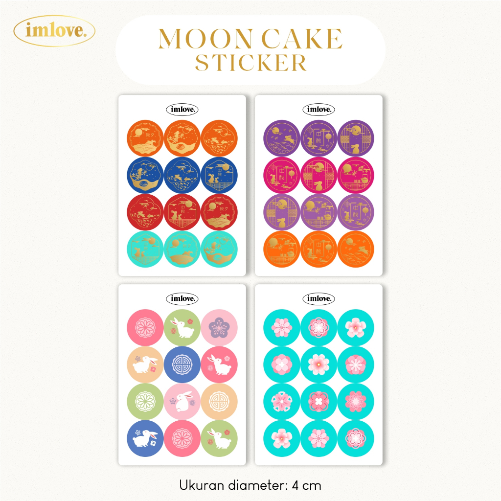 

Sticker Stiker Moon Cake Festival Label Toples Bulat Hampers