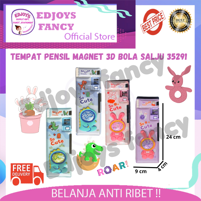 

Tempat pensil magnet aesthetic bola salju lucu dan unik kotak pensil karakter murah rabbit dan dino 35291