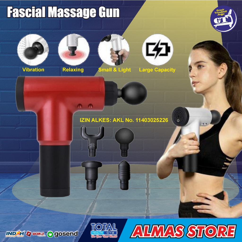 Alat Pijat Terapi Otot Fascial Gun Original Alat Pemiijat Getar Massager Gun tanpa kabel Listrik COD