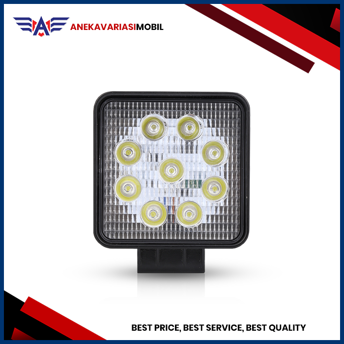 LAMPU TEMBAK SOROT LED KOTAK 9 MATA 27 WATT TIPIS LAMPU VARIASI MOBIL SOROT TEMBAK