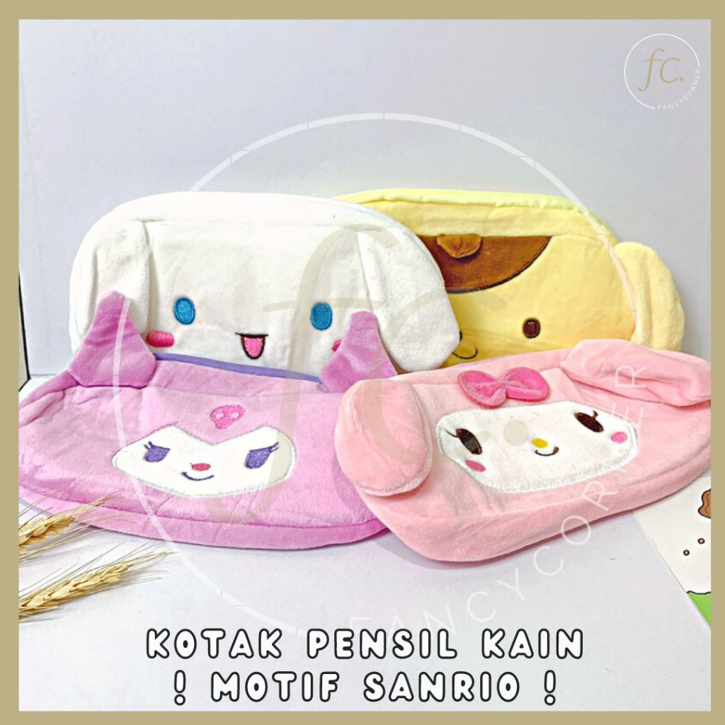 

Kotak Tempat Pensil / Soft Plush Pencil Case Plushie Velvet Boneka Kain Bulu Beludru Kartun Sanrio SanX My Melody Cinnamoroll Pompompurin Kuromi Lilac Soft Pink Fuschia Kelinci Cute Rabbit Bunny Kurumi Kuping Alat Tulis Miniso Harga Grosir Ready COD