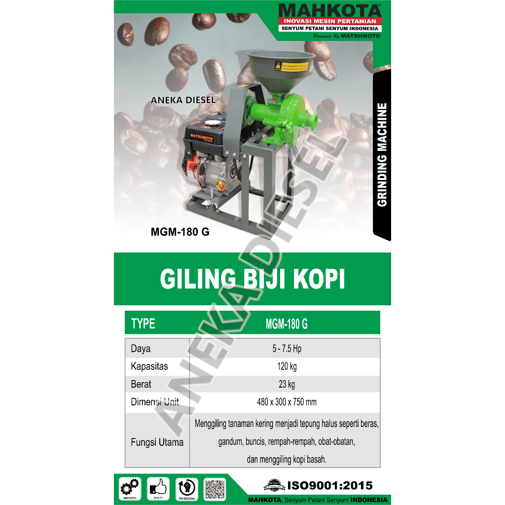 Mesin Giling Biji Kopi MGM 180G MAHKOTA Mesin Penggiling Giligan Biji Kopi MGM 180G MAHKOTA