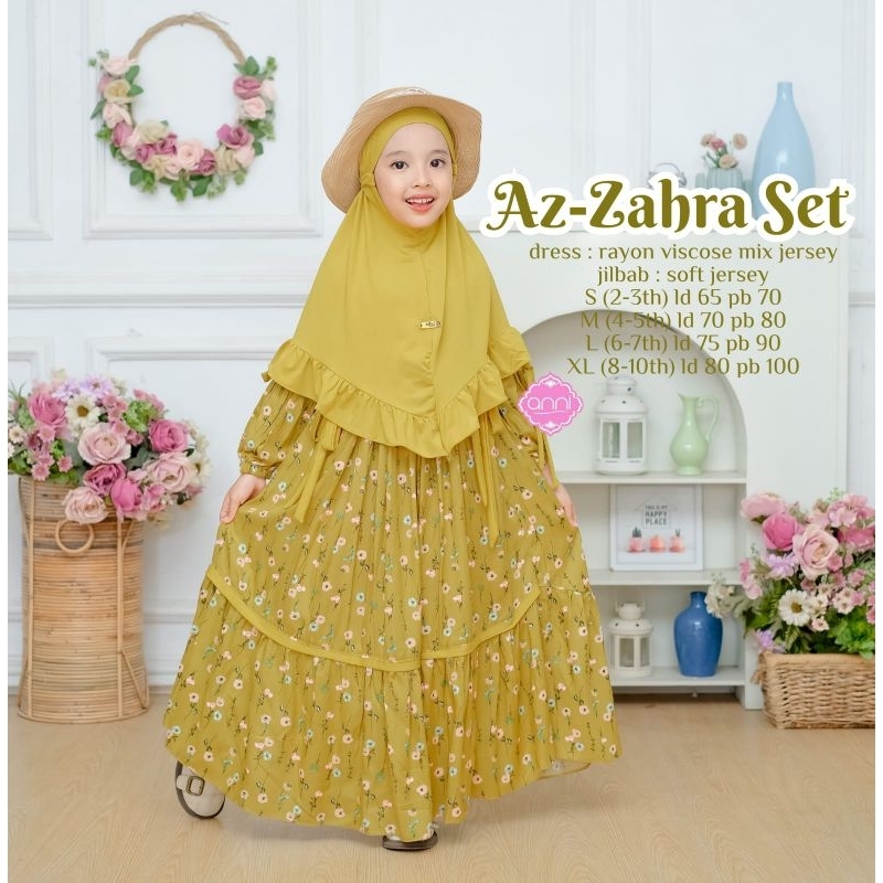 AZ ZAHRA KIDS/ SETELAN BAJU ANAK GAMIS MOTIF KATUN ORI ANNI