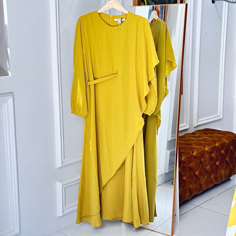 Dress Remix Jeans | Gamis Allsize | Gamis Warna Mustard | Gamis Warna Kuning Kunyit