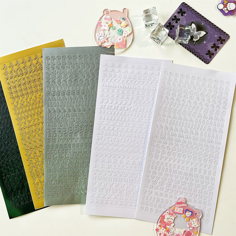 

Korean in bronzing hot silver English letter sticker digital chain goo card handwriting hand account decorative sticker
