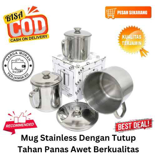 [BISA COD] PROMO Mug Stainless Dengan Tutup Tahan Panas Awet Berkualitas Mug Air Mug Kopi Mug Teh Mu