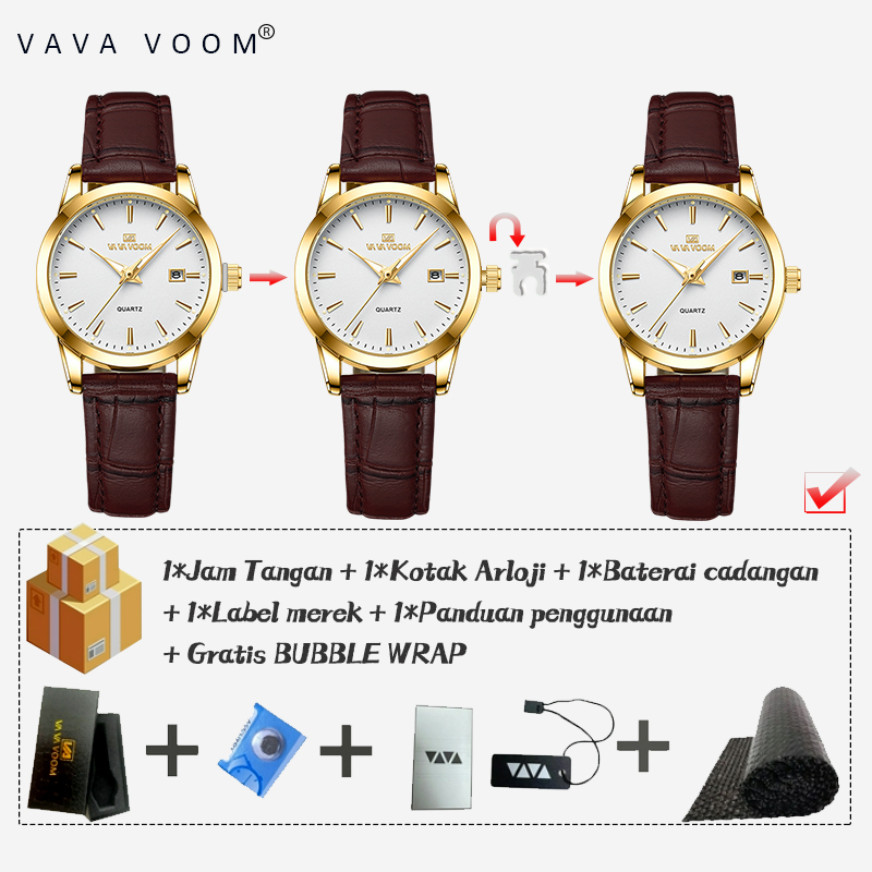 VAVAVOOM Jam Tangan Wanita Original Kecil Anti Tahan Air Kulit Branded Analog Women Watch