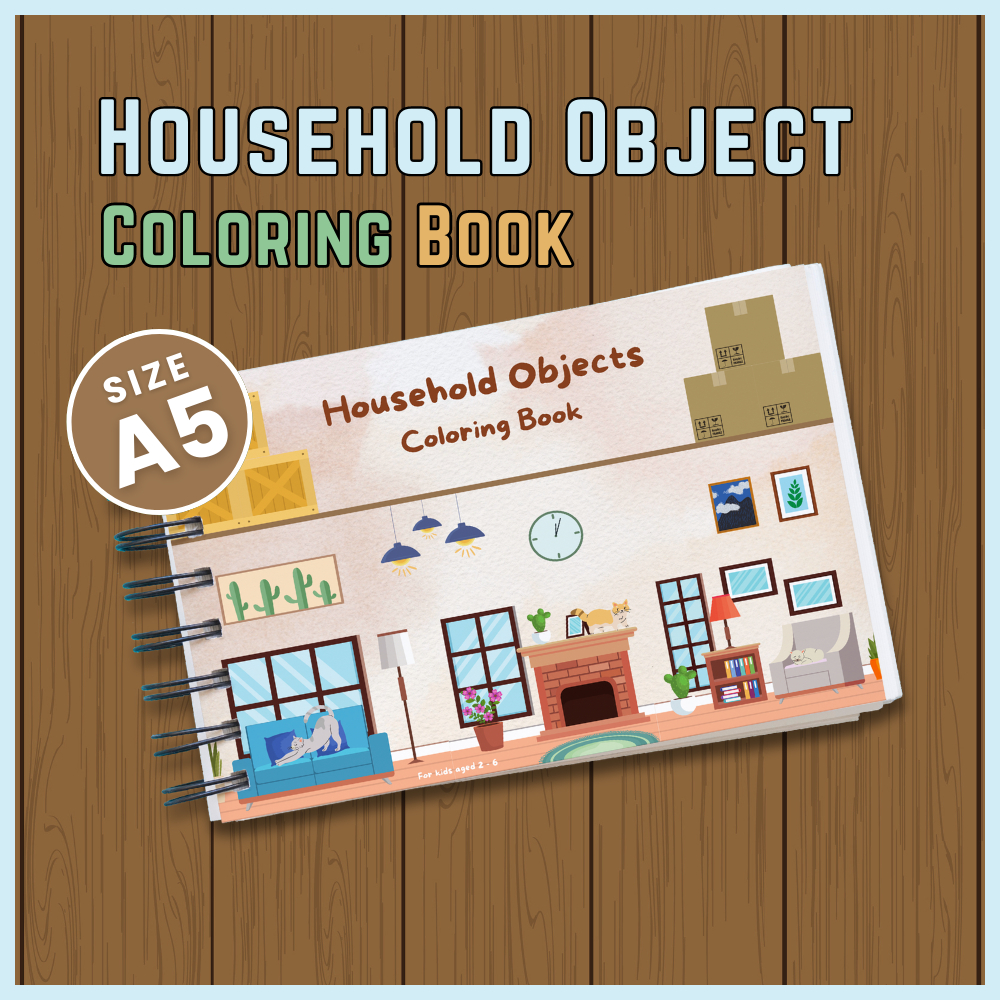 

PREMIUM Buku Mewarnai Gambar Anak Lucu Edukasi Seri Household / Alat Rumah Tangga A5 untuk Usia 3 sampai 6 Tahun