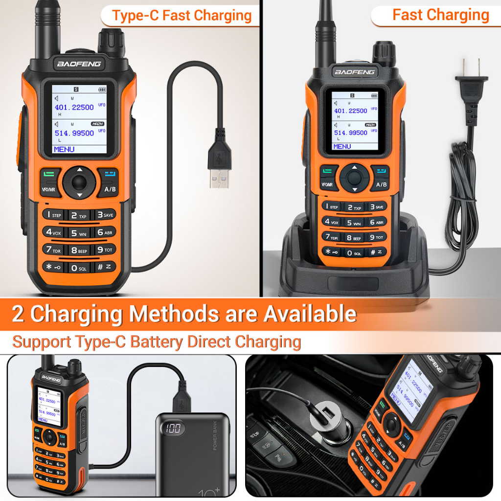 HT BF UV-21 Pro Walkie Talkie Dual Band FM Radio UHF VHF 10W 8800 maH