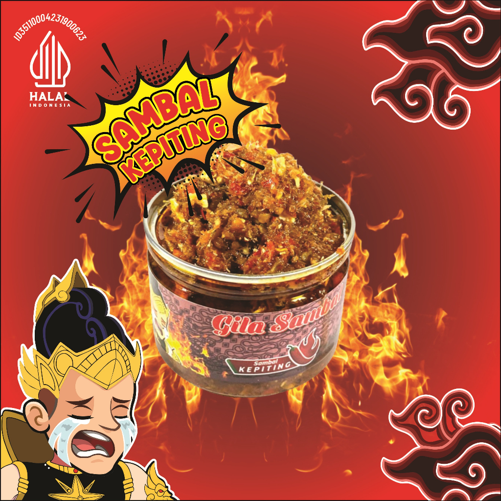 

Sambal Olahan Gila Pedas Kepiting HOT / Sambel Makanan Homemade Kemasan Tradisional (HOT, Guriih , Lezat dan Enak)