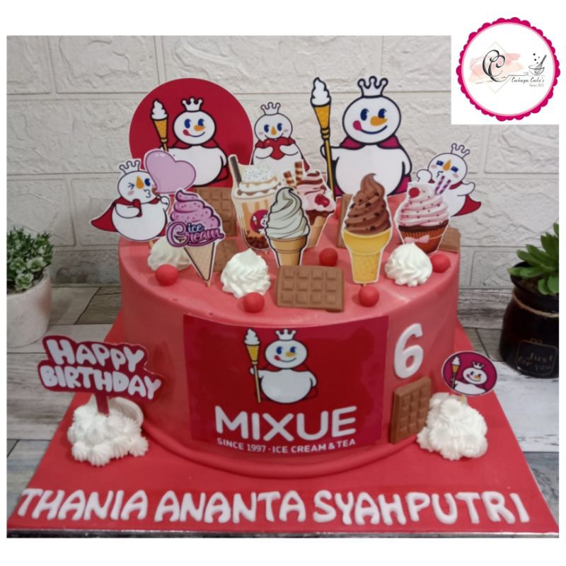 Kue Ulang Tahun Mixue / Mixue Cake / Kue Ultah Karakter Ice Cream