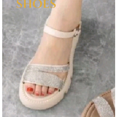 Sandal Selop Wanita Wedges Import Balance Tali Pernak Pernik Tali Belakang 8391