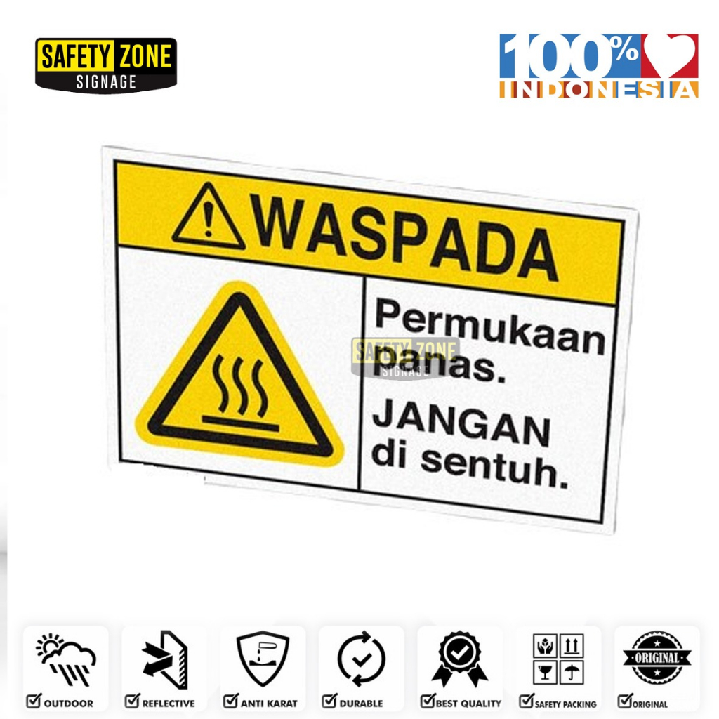

Sign Sticker Peringatan Waspada permukaan Panas/Rambu K3