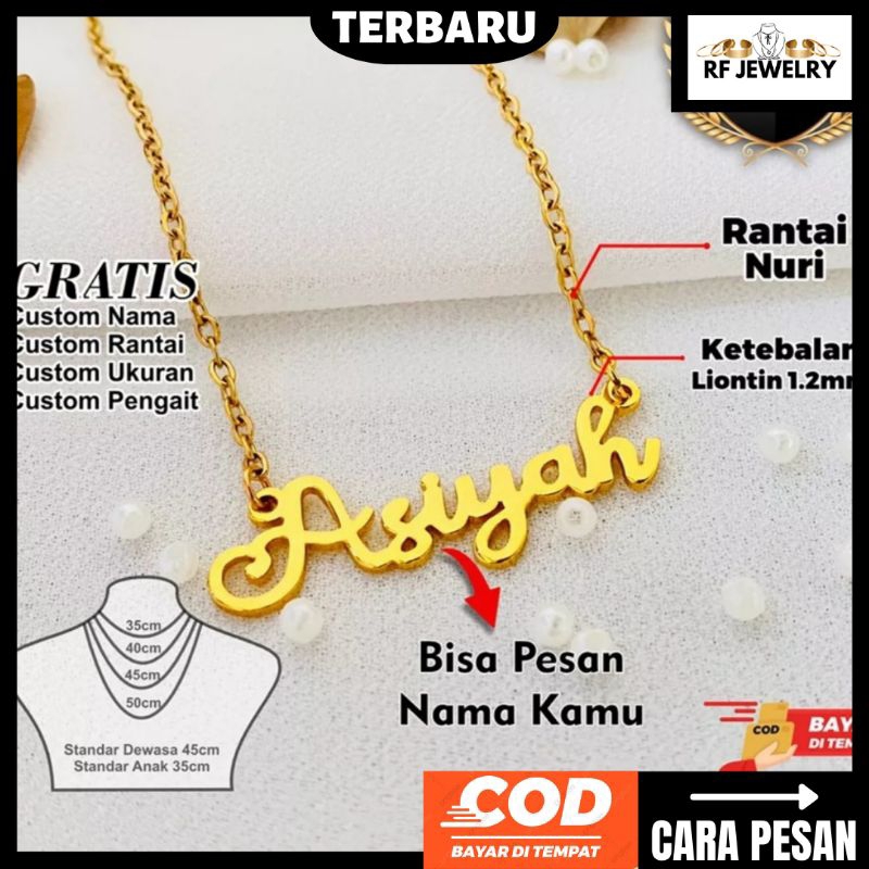 Kalung Nama titanium anti karat kalung custom nama necklace custom kalung prilly latuconsina