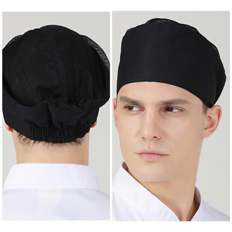 ALIMRAN Topi Koki Topi Peci Chef Jala Topi Pelayan restoran Topi Chef Jaring Topi Peci Mesh Koki