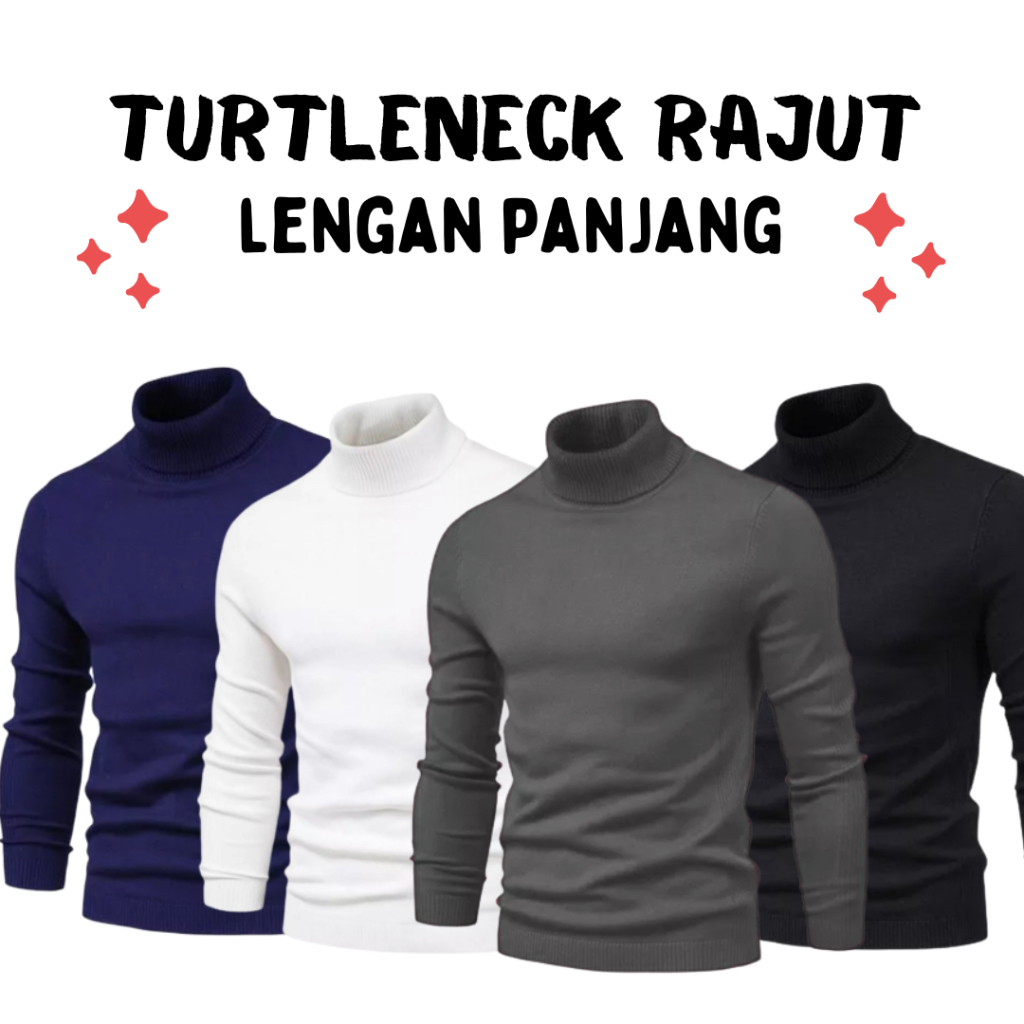 Sweater Turtleneck Rajut Pria Wanita Korea Kerah Tinggi Lengan Panjang