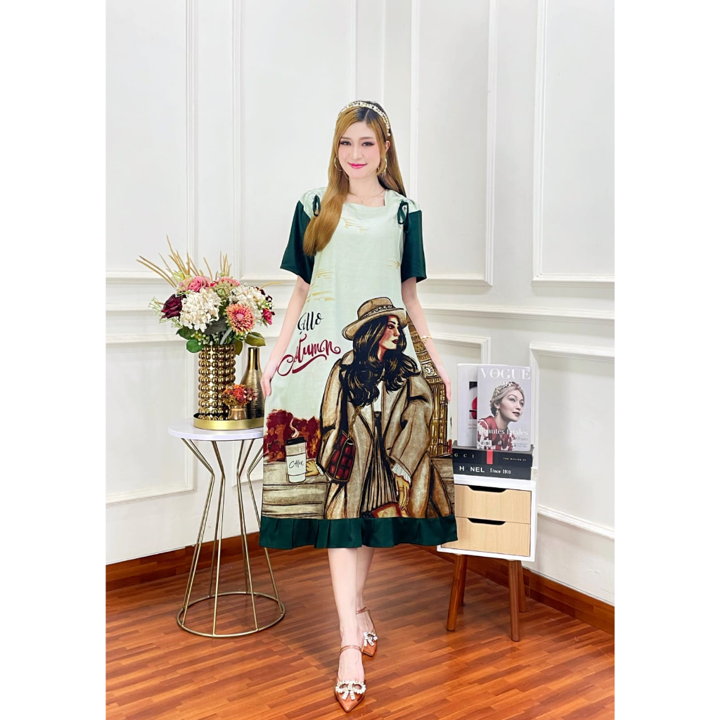 Daster Serut Dada Motif Sofia Home dress Sofia kekinian