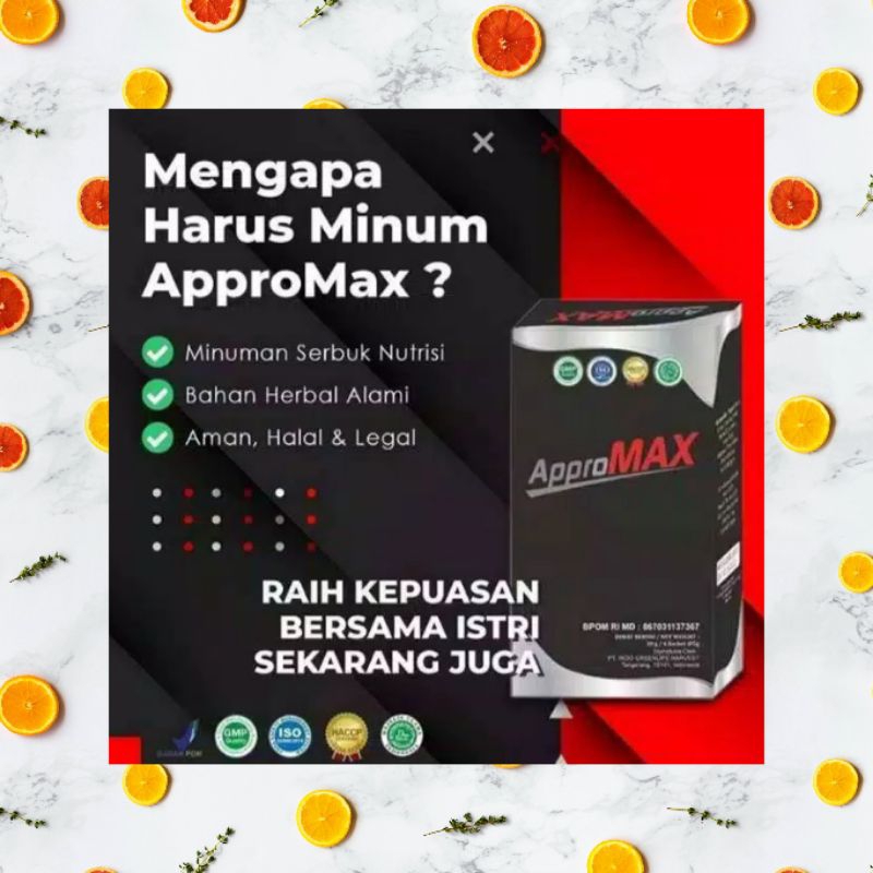 APPROMAX ASLI ORIGINAL ISI 6 SACHET MENAMBAH STAMINA PRIA OBAT HERBAL VITALITAS TAHAN LAMA KUAT