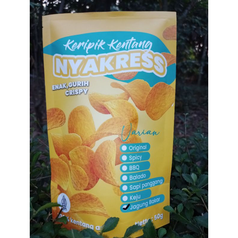 

Nyakress keripik kentang 50gr Rasa Jagung Bakar