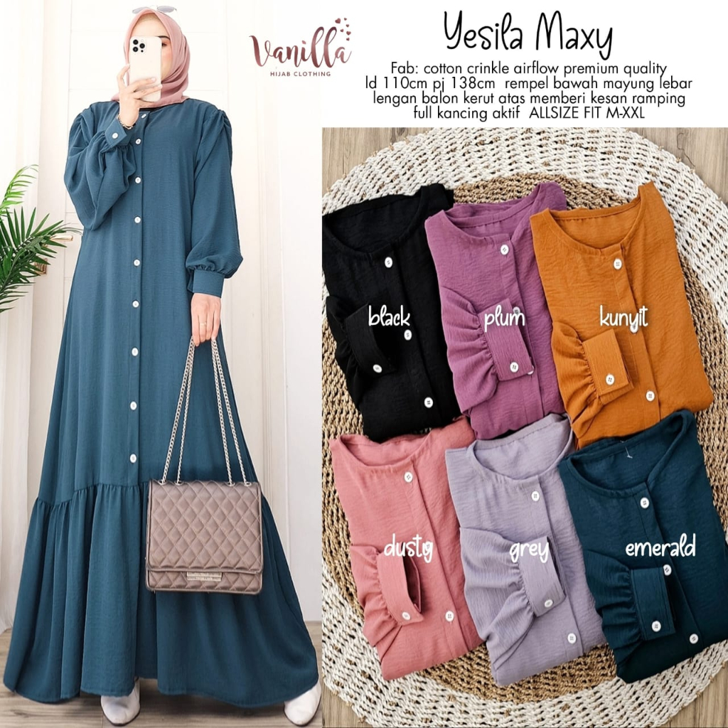[NEW] YESILA MAXY DRESS GAMIS PESTA WANITA DEWASA PREMIUM ORI BY VANILLA