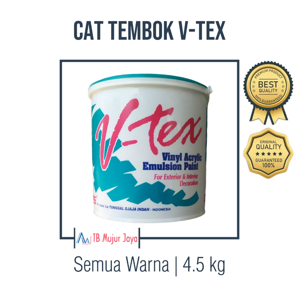Cat Tembok V-Tex 4,5 Kg Untuk Interior Dan Exterior Berbagai Warna