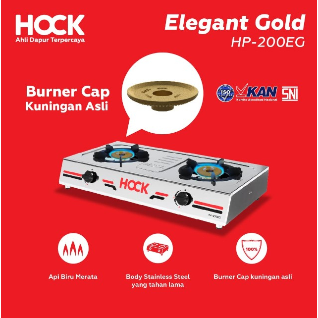 Kompor Gas 2 Tungku Stainless Hock Elegant Gold - HP 200EG