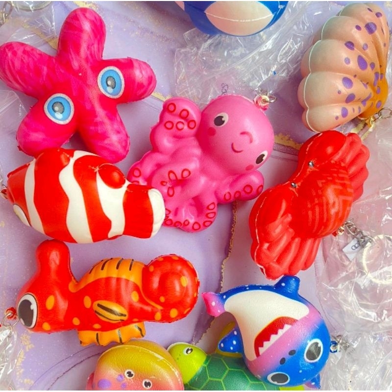 GANTUNGAN KUNCI SQUISHY/ SQUISHY KARAKTER HEWAN LAUT / SQUISHY WANGI