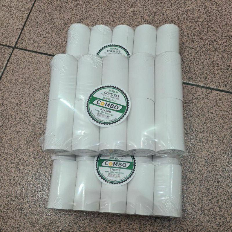 

Thermal paper roll Combo 57x30B harga 1pack isi 10roll ( new stamp combo ) / Kertas Thermal paper roll