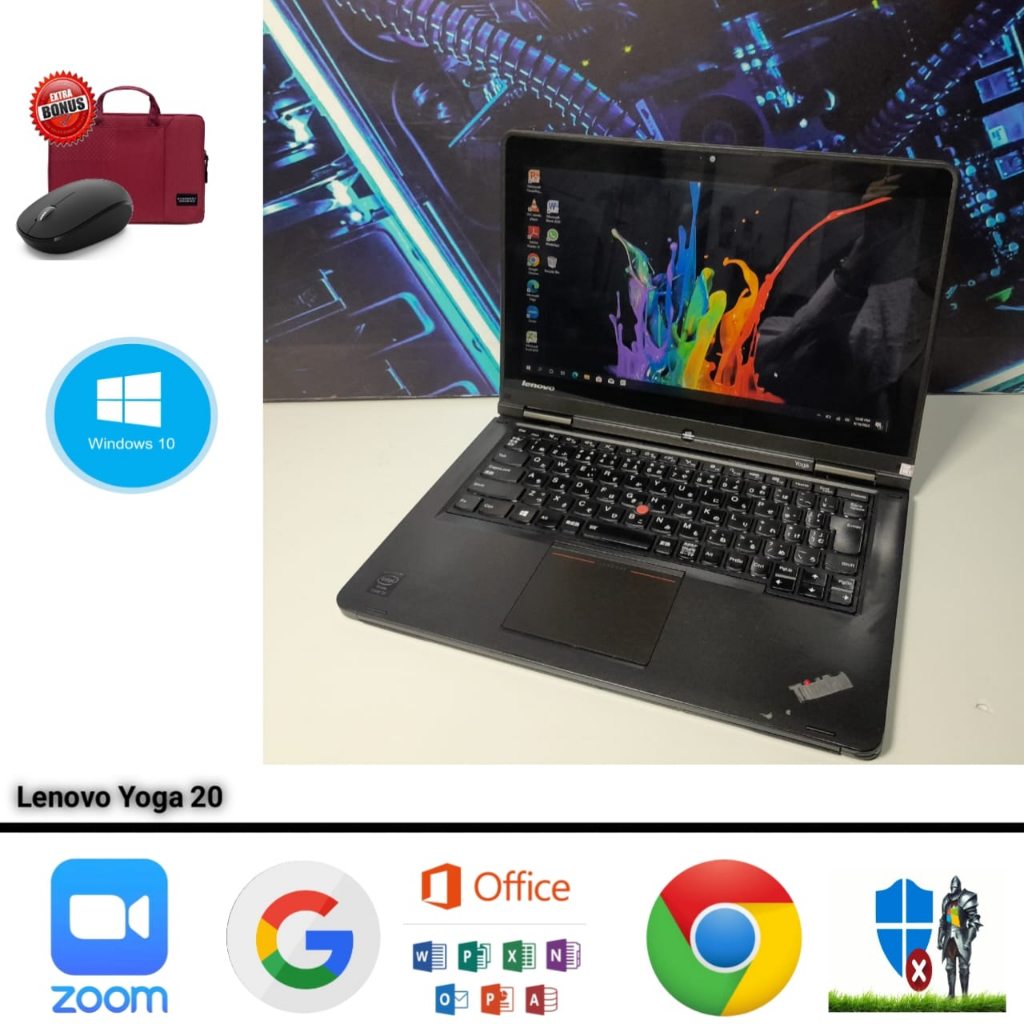 Laptop Lenovo Yoga 20 Core i3 Gen 4 Ram 4GB SSD 128GB Touchscreen Flip Windows 10 Siap Pakai