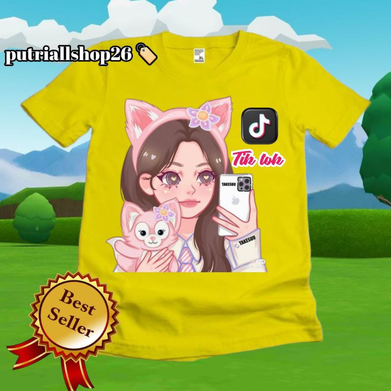 BAJU KAOS ANAK PEREMPUAN MOTIF ANIME CANTIK TIK - TOK BAHAN KATUN PREMIUM ADEM