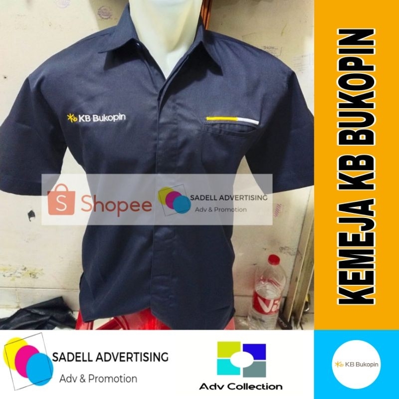 Kemeja Bank KB Bukopin Seragam Bank KB Bukopin Navy Lengan Pendek Pria Bordir