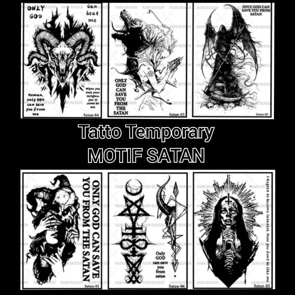 FRUITINKTATTOO - Tato Temporer Semi Permanent Seri Satanic / Tato anti air Kode SATANE