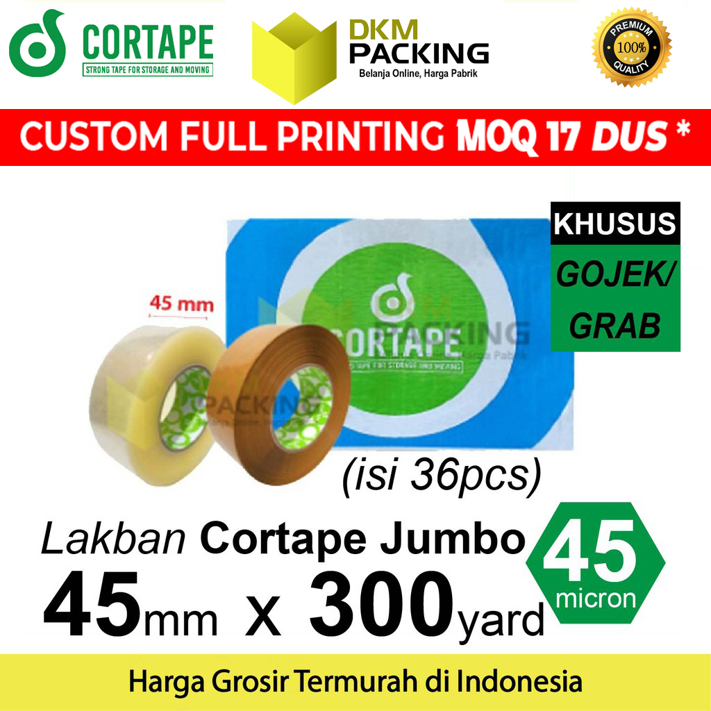 

Lakban Isolasi 45mm x 300m JUMBO CORTAPE OPP TAPE Plakban Isolasi OJOL /DUS