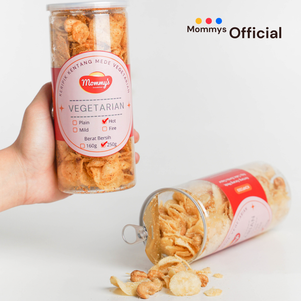 

Keripik Kentang Mede Vegetarian Mommy's Breakfast 350g 1100ml Net 280g Kedap Udara