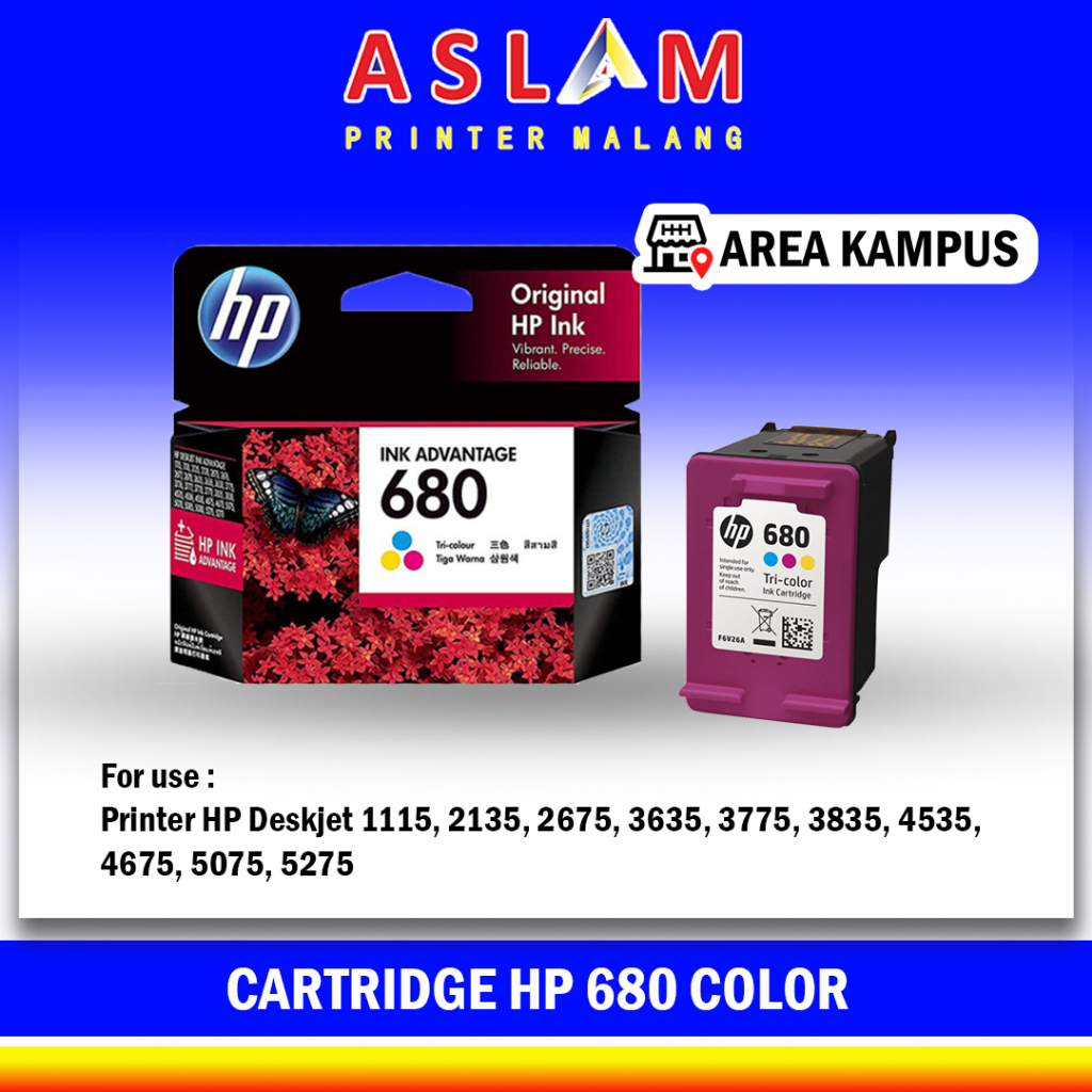 Cartridge Hp 680 Color Cartridge (Warna) || Cartridge HP 680 F6V26AA Original