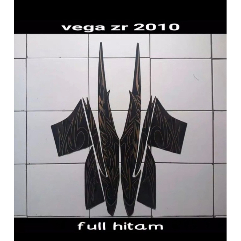 STICKER FULL SET STRIPING LIS BODY YAMAHA VEGA ZR 2010 WARNA FULL HITAM STANDAR