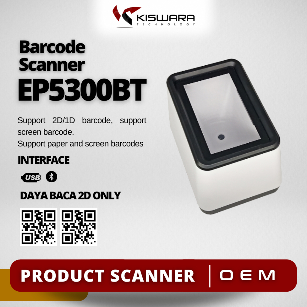 Dekstop Barcode Scanner 1D/2D EP5300BT - USB Bluetooth