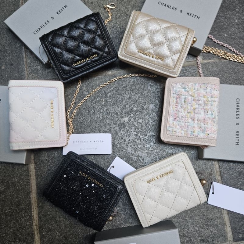 dompet fungsional tas 2 in 1 mini ada tali panjang long strap card holder quilted motif rainbow unic