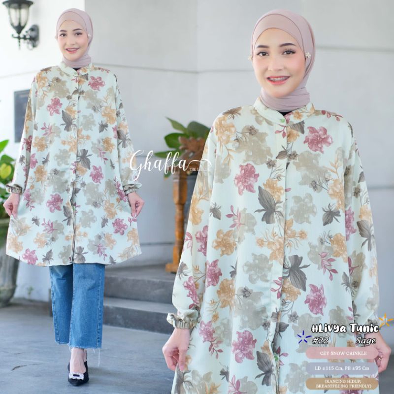 LIVYA TUNIK KODE #22 BY GHAFFA THE LABEL / TUNIK CRINCLE MOTIF WANITA MUSLIMAH / Tunik LD115
